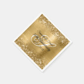 Serviette En Papier Glittery Gold Foil Monogrammé 50e anniversaire (Coin)