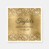 Serviette En Papier Glittery Gold Foil Personnalisé Quinceañera (Devant)
