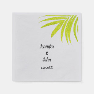Serviette En Papier Glittery Golden Green Palm Mariage Argent