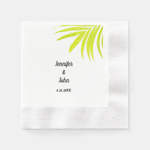 Serviette En Papier Glittery Golden Green Palm Mariage blanc