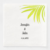 Serviette En Papier Glittery Golden Green Palm Mariage blanc (Devant)