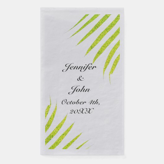 Serviette En Papier Glittery Green Gold Palm Tropical Mariage Argent (Devant)