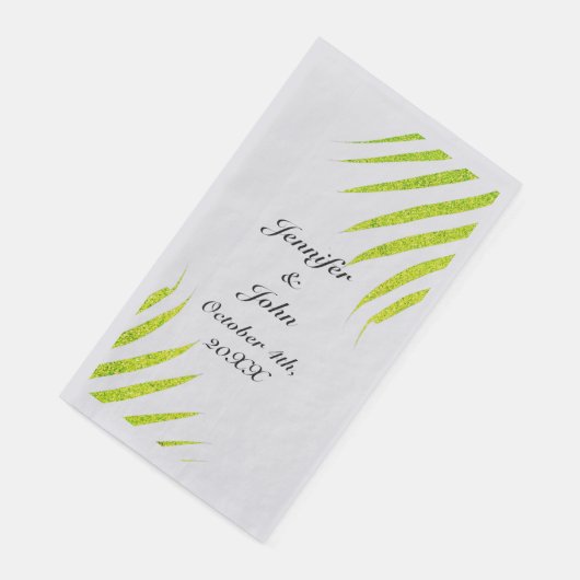 Serviette En Papier Glittery Green Gold Palm Tropical Mariage Argent (Coin)