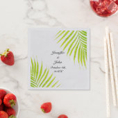 Serviette En Papier Glittery Green Gold Palm Tropical Mariage Argent (En situation)