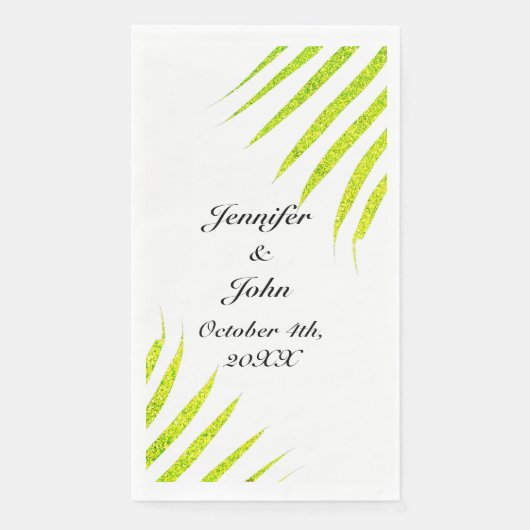 Serviette En Papier Glittery Green Gold Tropical Palm Leaf Mariages (Devant)