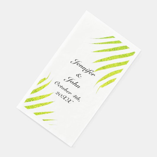Serviette En Papier Glittery Green Gold Tropical Palm Leaf Mariages (Coin)
