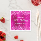 Serviette En Papier Glittery Hot Pink Foil 50e anniversaire (En situation)