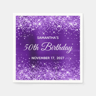 Serviette En Papier Glittery Indigo Purple Foil 50e anniversaire