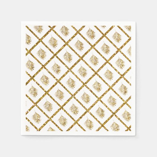 Serviette En Papier Glittery Palm Motif Tropical Gold Mariage Cool (Devant)