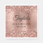 Serviette En Papier Glittery Rose Gold Foil 40 & Fabulous (Devant)