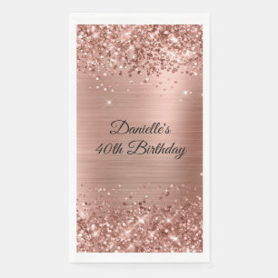 Serviette En Papier Glittery Rose Gold Foil 40e anniversaire