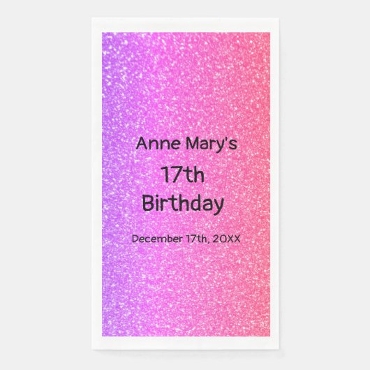 Serviette En Papier Glittery Rose Orange 17e anniversaire Age personna (Devant)
