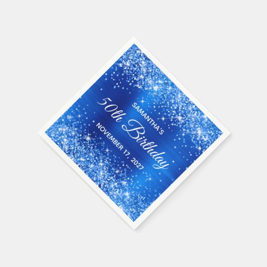Serviette En Papier Glittery Royal Blue Foil 50e anniversaire (Coin)