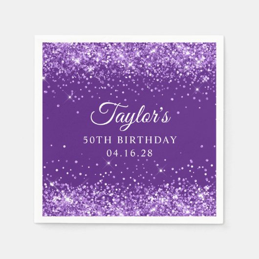 Serviette En Papier Glittery Royal Purple 50e anniversaire (Devant)