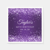 Serviette En Papier Glittery Royal Purple Ombre 40e anniversaire invit (Devant)