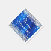 Serviette En Papier Glittery Silver et Royal Blue Joyeux Noël (Coin)