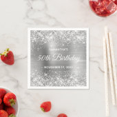 Serviette En Papier Glittery Silver Foil 50e anniversaire (En situation)