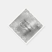 Serviette En Papier Glittery Silver Foil Monogrammé 25e anniversaire (Coin)