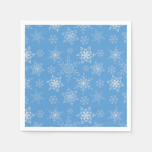 Serviette En Papier Glittery Snowflakes avec Arrière - plan bleu (Devant)