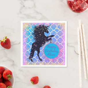Serviette En Papier Glittery Starry Whimsical Unicorn Anniversaire