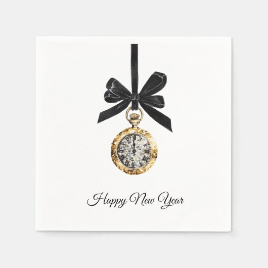 Serviette En Papier Glitzy Gold Silver New Year Midnight Hour (Devant)