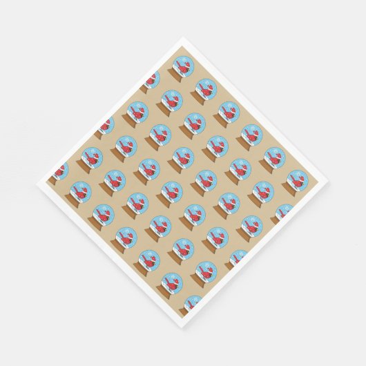 Serviette En Papier Globe des neiges avec cardinal rouge mignon (Coin)
