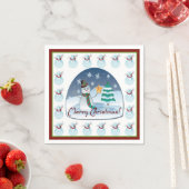Serviette En Papier Globe des neiges Snowman Joyeux Noël Naples (En situation)