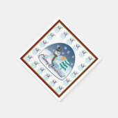 Serviette En Papier Globe des neiges Snowman Joyeux Noël Naples (Coin)