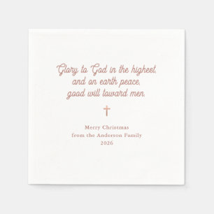 Serviette En Papier Gloire à Dieu Faux Noël Look Rose Gold