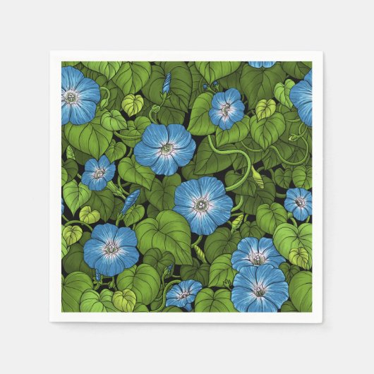 Serviette En Papier Gloire du matin en bleu et vert (Devant)