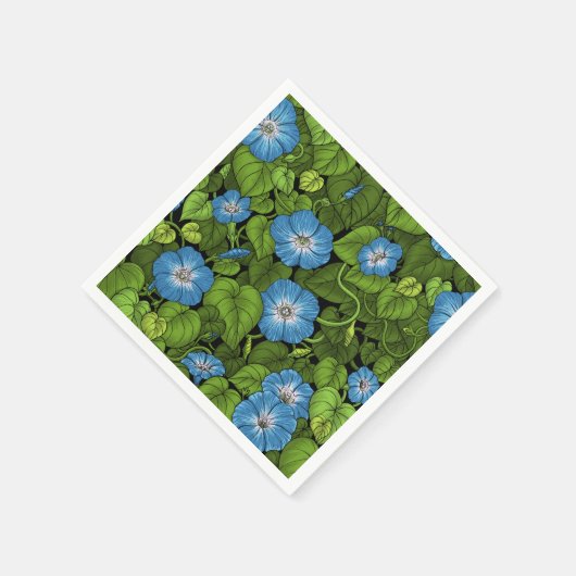 Serviette En Papier Gloire du matin en bleu et vert (Coin)