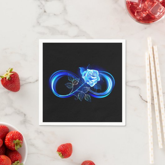 Serviette En Papier Glowing infinity with blue rose (En situation)