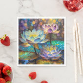 Serviette En Papier Glowing Lotus Flowers Trio (En situation)