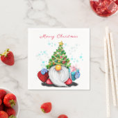 Serviette En Papier Gnome avec sapin de Noël Casquette et serviettes c (En situation)