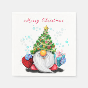 Serviette En Papier Gnome avec sapin de Noël Casquette et serviettes c
