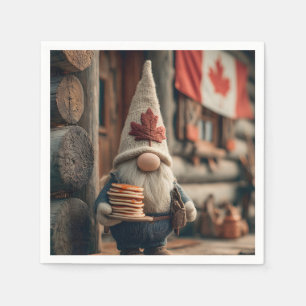 Serviette En Papier Gnome canadienne mignonne avec des crêpes