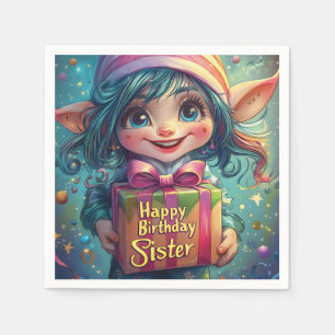 Serviette En Papier Gnome d'anniversaire - Bonne soeur d'anniversaire