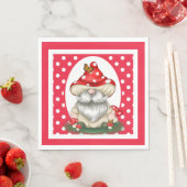 Serviette En Papier Gnome de champignon à pois rouge (En situation)