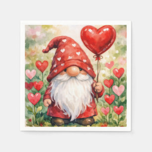Serviette En Papier Gnome de la Saint-Valentin avec ballon en forme de