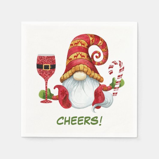 Serviette En Papier Gnome de Noël (Devant)