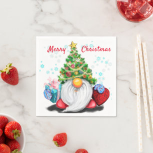Serviette En Papier Gnome de Noël avec serviettes cadeaux