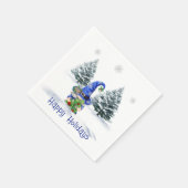 Serviette En Papier Gnome de Noël bleu avec arbre (Coin)