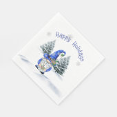 Serviette En Papier Gnome de Noël bleu avec horloge (Coin)