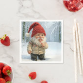 Serviette En Papier Gnome De Noël Dans Les Pneus De Neige Avec Sucre d (En situation)