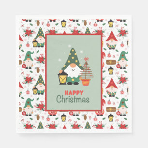 Serviette En Papier Gnome de Noël heureux