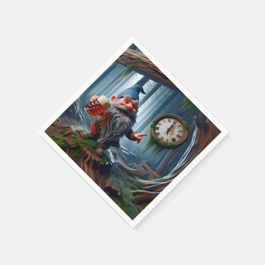 Serviette En Papier Gnome Forestière À Cinq Heures (Coin)