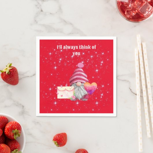 Serviette En Papier Gnome in love with rainbow heart (En situation)