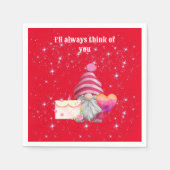 Serviette En Papier Gnome in love with rainbow heart (Devant)