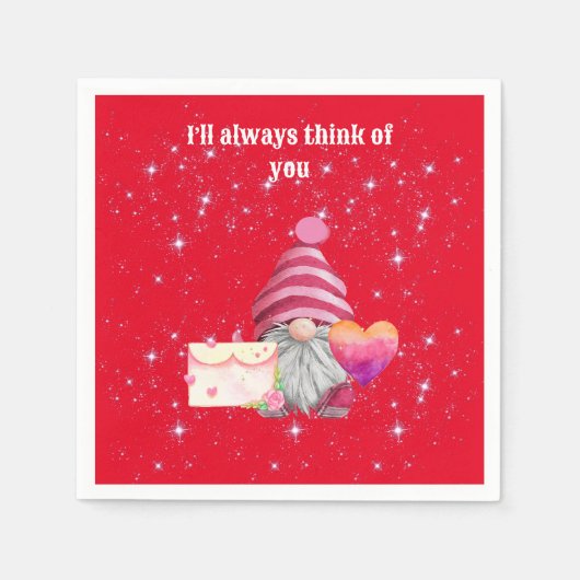 Serviette En Papier Gnome in love with rainbow heart (Devant)