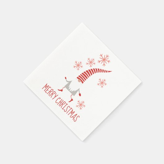Serviette En Papier Gnome Joyeux Noël Et Snowflakes (Coin)